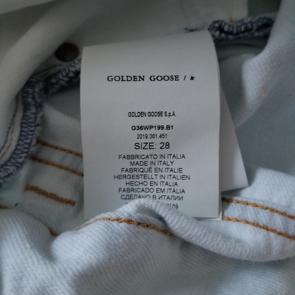 Golden Goose High Rise Boot Cut Jeans Light Wash Bleached Blue Size 28 - Picture 8 of 10